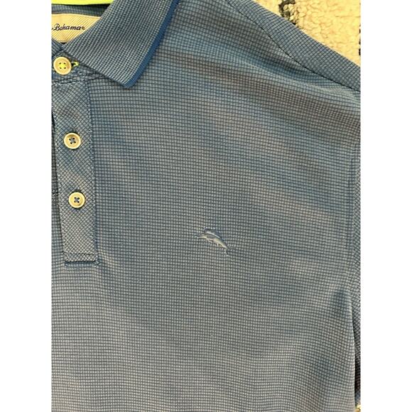 Tommy Bahama Mens Blue Polo. Micro-Check Pattern. Genuine. Size XL. Short Sleeve - Picture 2 of 4